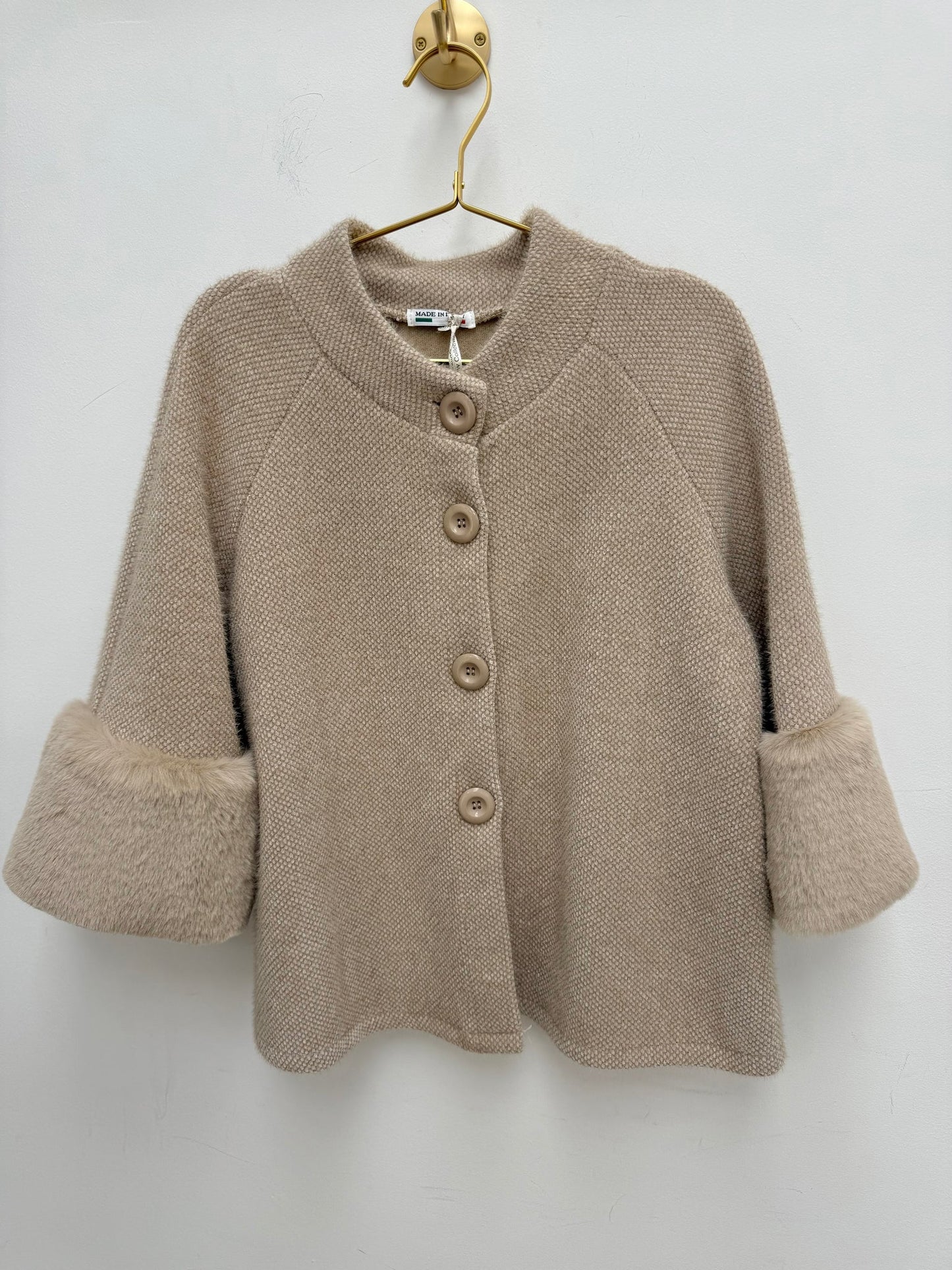 Cappottino con polsi in ecopelliccia - 100% MADE IN ITALY