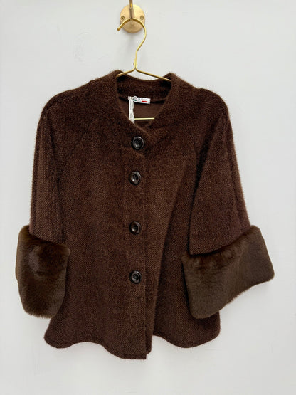 Cappottino con polsi in ecopelliccia - 100% MADE IN ITALY