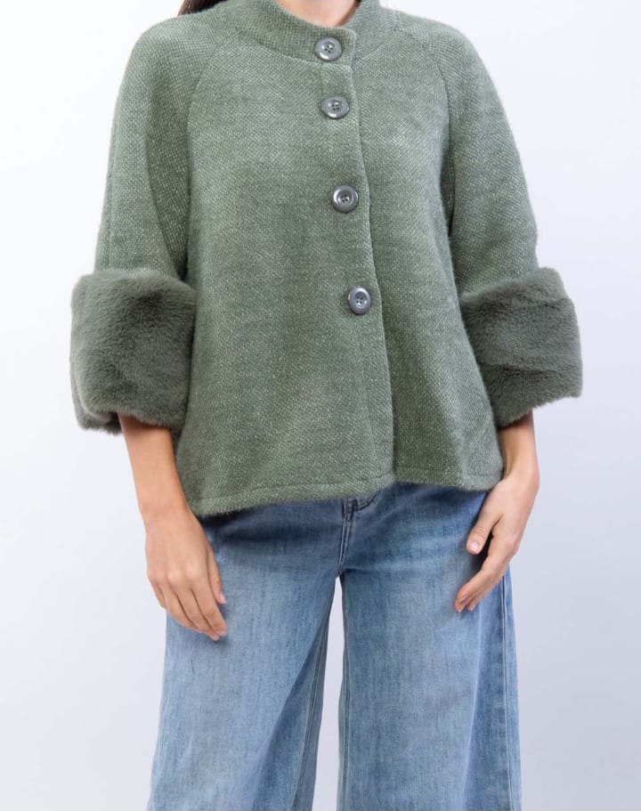 Cappottino con polsi in ecopelliccia - 100% MADE IN ITALY