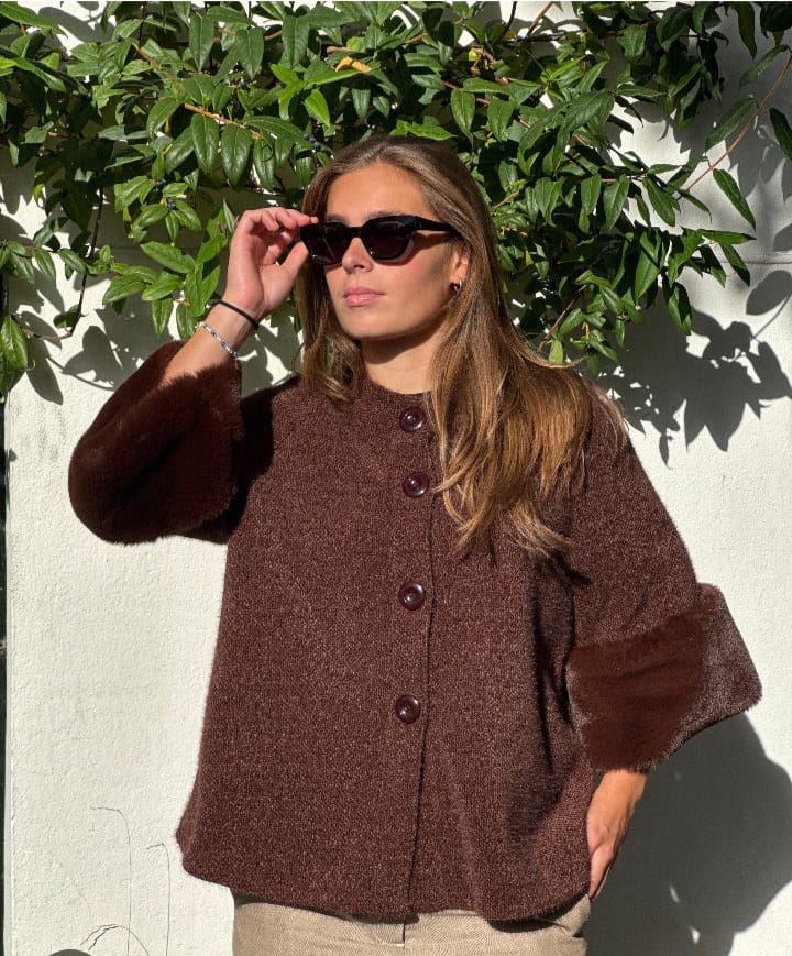 Cappottino con polsi in ecopelliccia - 100% MADE IN ITALY