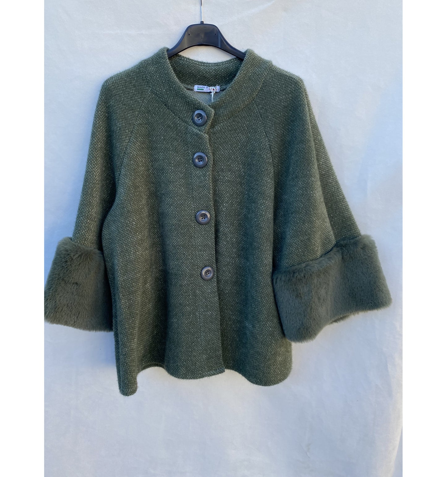 Cappottino con polsi in ecopelliccia - 100% MADE IN ITALY